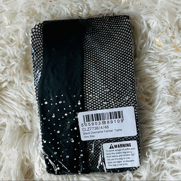 Accessories - Black Diamante Fishnet Tights